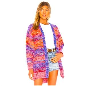 Free people Dreaming Again cardigan in pink combo